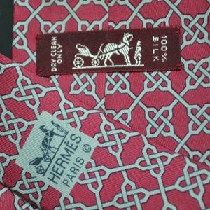 Hermes Accessories - Hermes 871 PA Dark Pink & Gray 100% Silk Tie Hermes Accessories - Hermes 871 PA Dark Pink & Gray 100% Silk Tie